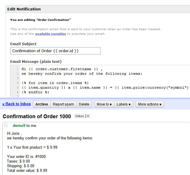 Custom Email Notifications