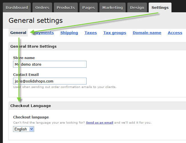 SolidShops Checkout Language