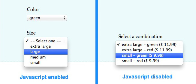 Works with and without Javasript