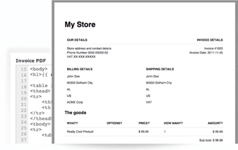 Design custom PDF invoices